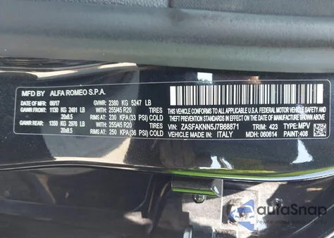 2018 Alfa Romeo Stelvio Ti Sport Awd из США, поврежденный, VIN ZASFAKNN5J7B68871